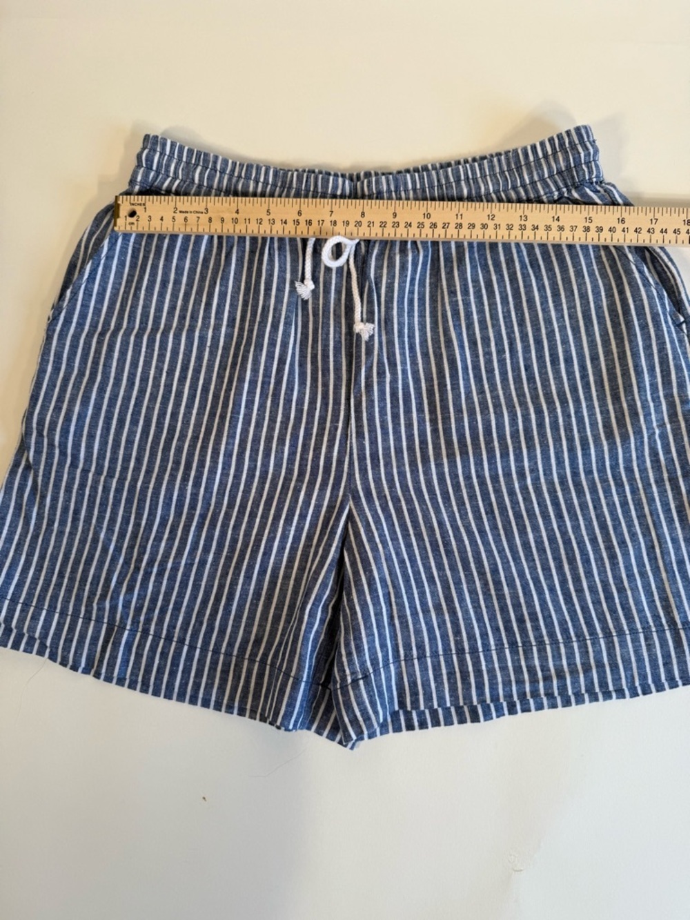 BeachLunchLounge Blue White Striped Linen Blend Shorts Coastal Americana - Picture 5 of 8